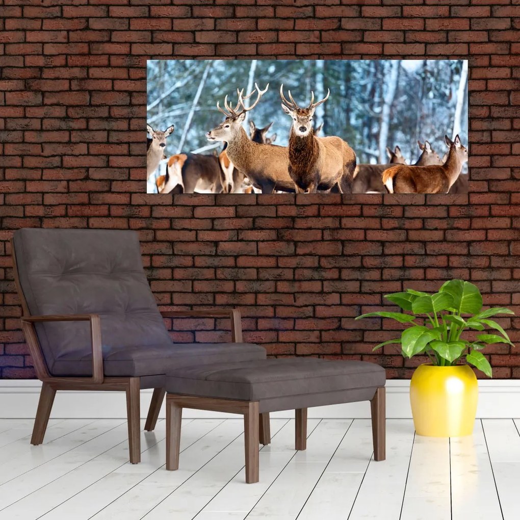 Tablou - Turma de căprioare (120x50 cm)
