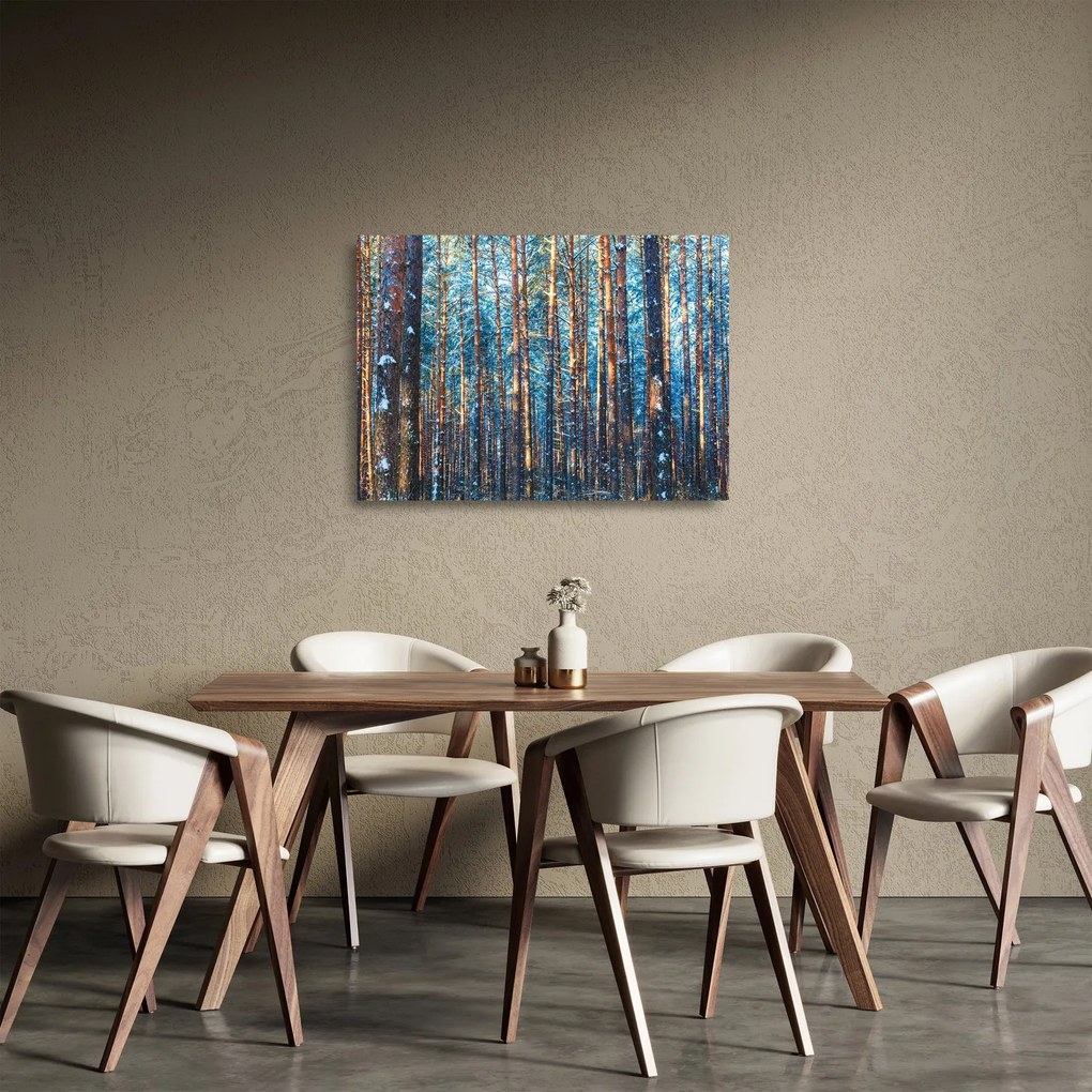 Tablou pe sticlă - Pădurea iarna (70x50 cm)