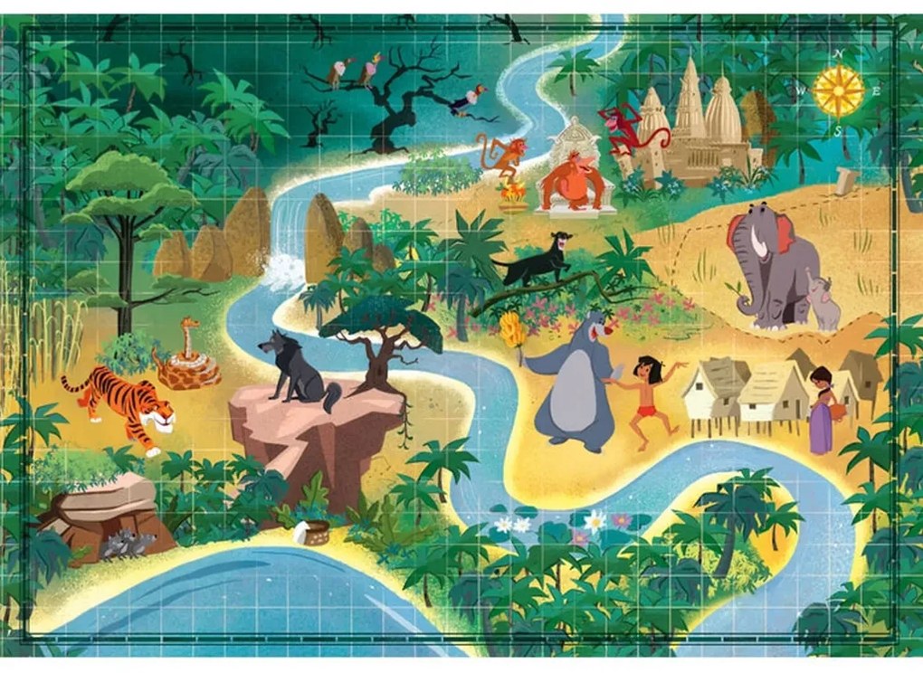 Disney Classics Jungle Book Hartă de basm puzzle Clementoni 1000 de piese