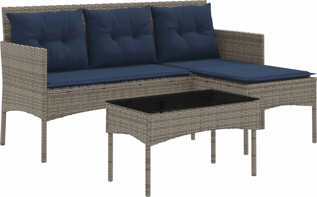 vidaXL Set de canapele pentru grădină 2 pcs Gri și albastru marin