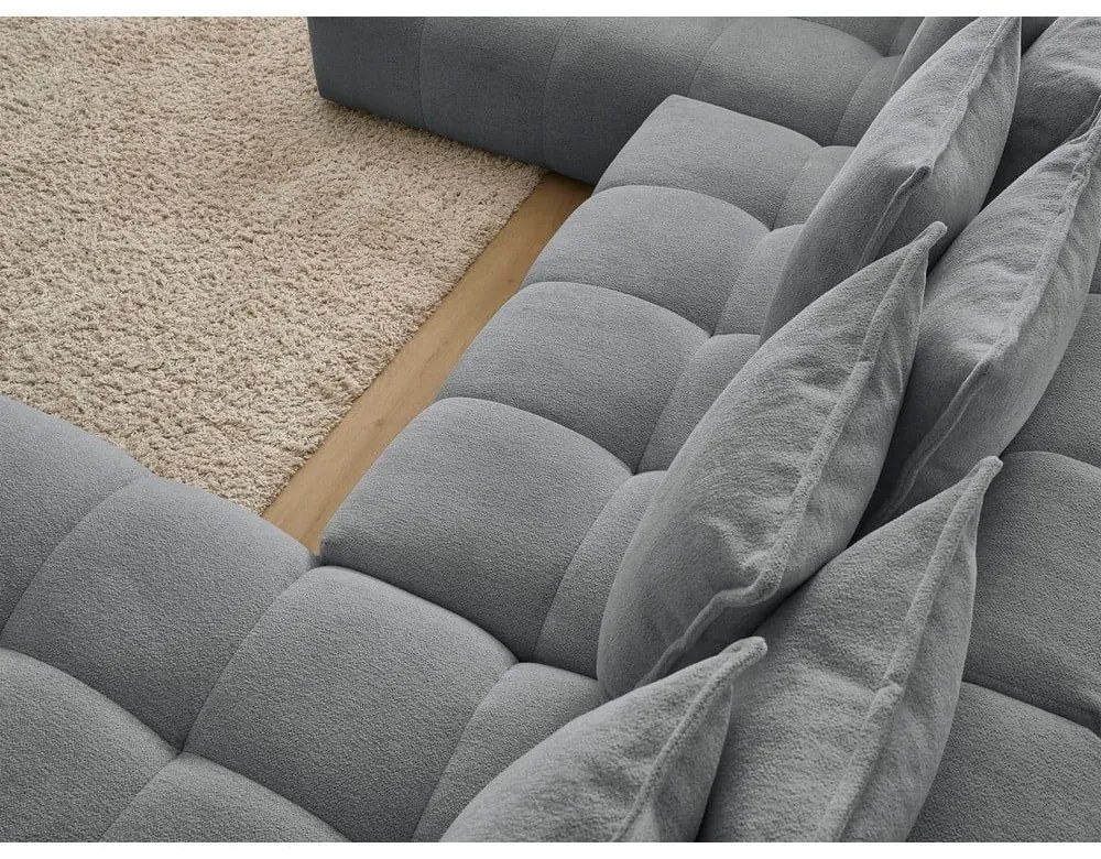 Colțar gri închis extensibil/cu spațiu de depozitare cu tapițerie din chenille (cu colț pe partea stângă/în formă de "U") Everest – Bobochic Paris