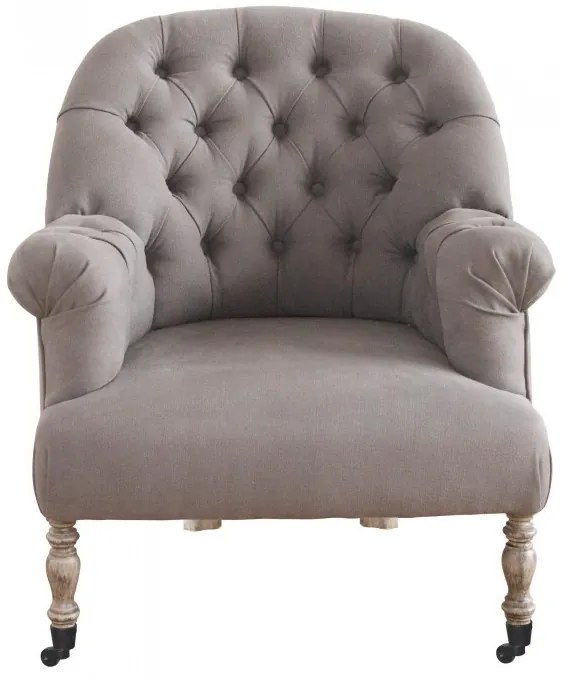 Fotoliu shabby chic, gri, din stofa, Oxford