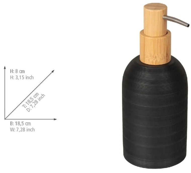 Dozator de săpun lichid negru din polirășină 250 ml Altavalle – Wenko