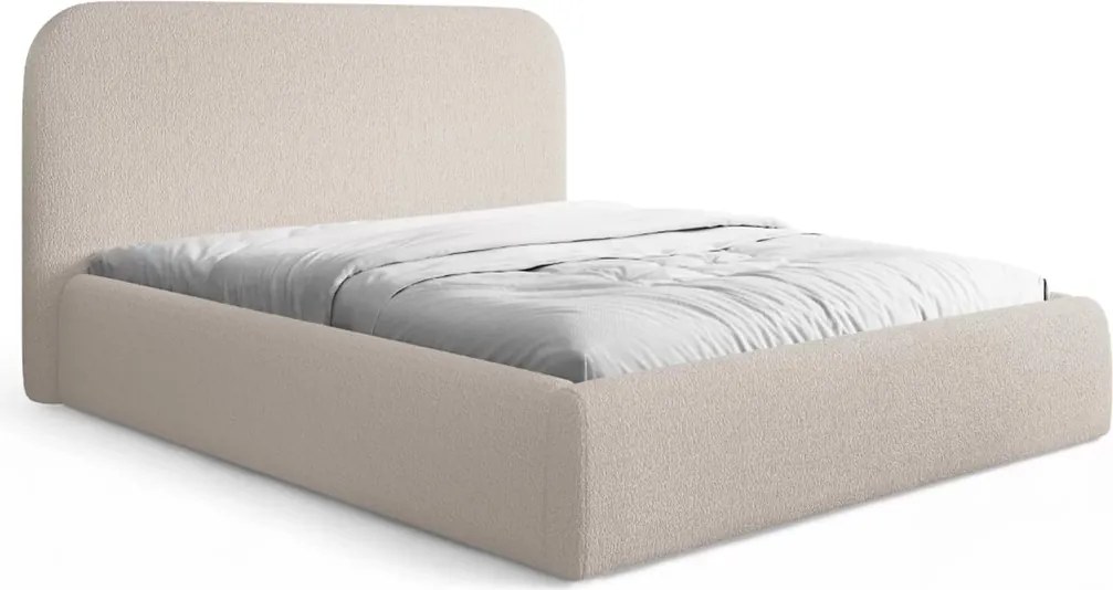 Pat tapițat Rasel 160x200 cu ladă depozitare - bukla bej Quelle 03