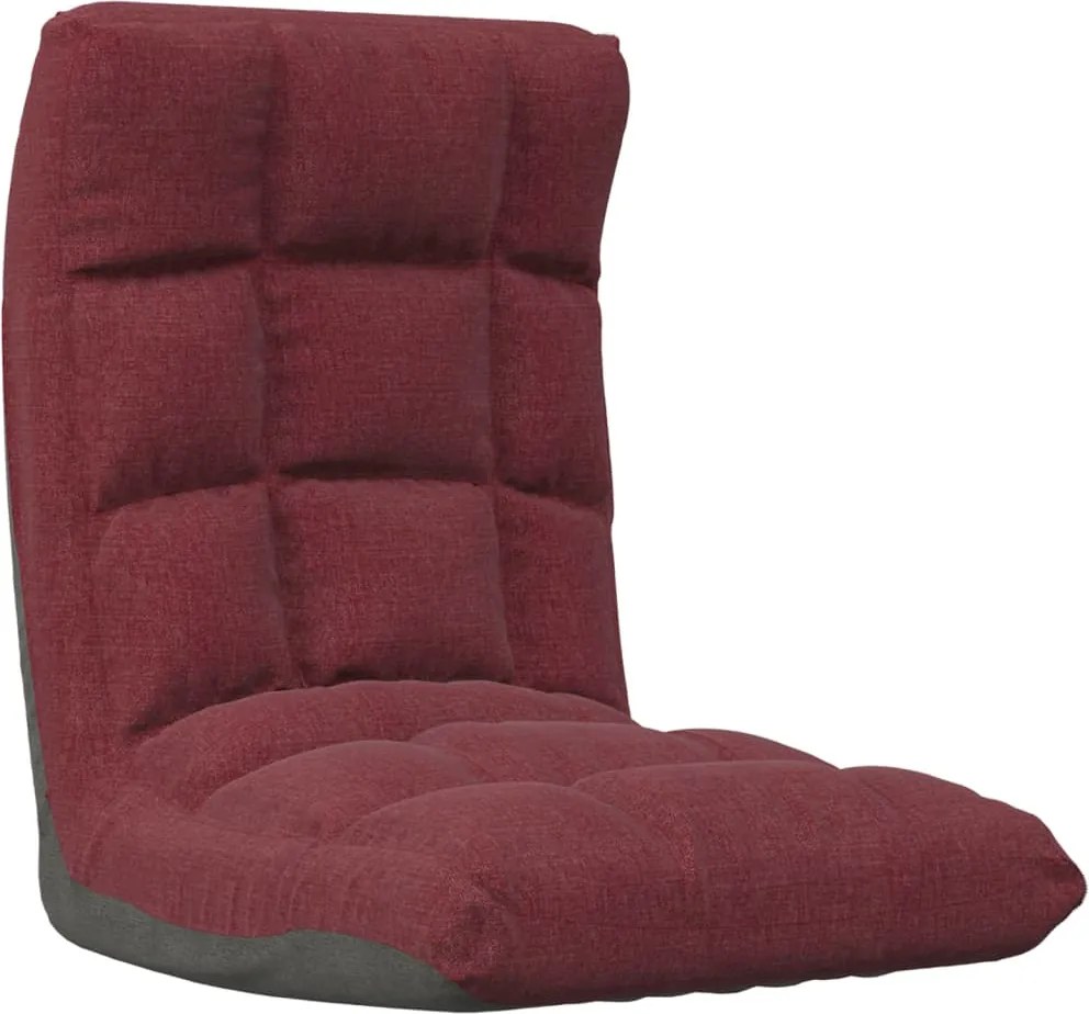 vidaXL Scaun de podea pliabil, roșu vin, material textil