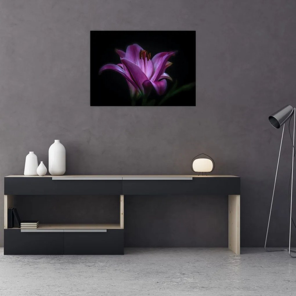 Tablou pe sticlă crinul (70x50 cm)