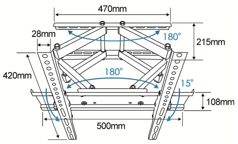 Suport TV de perete Esperanza ERW004, 26-70 inch, Max 55 kg, Vesa 400x400, Negru