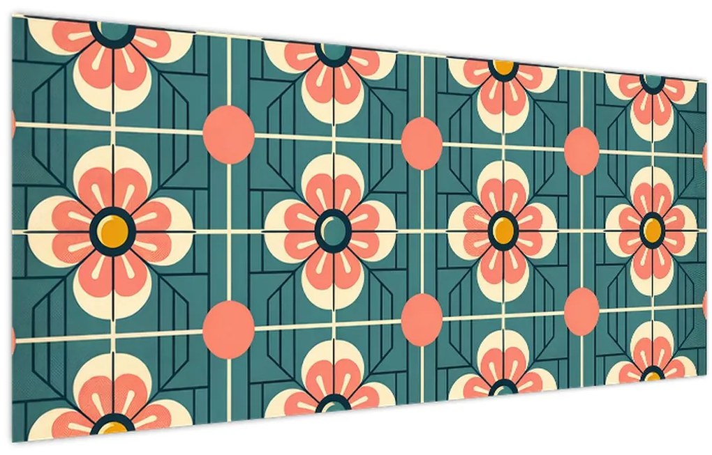 Tablou - Model retro cu flori (120x50 cm)