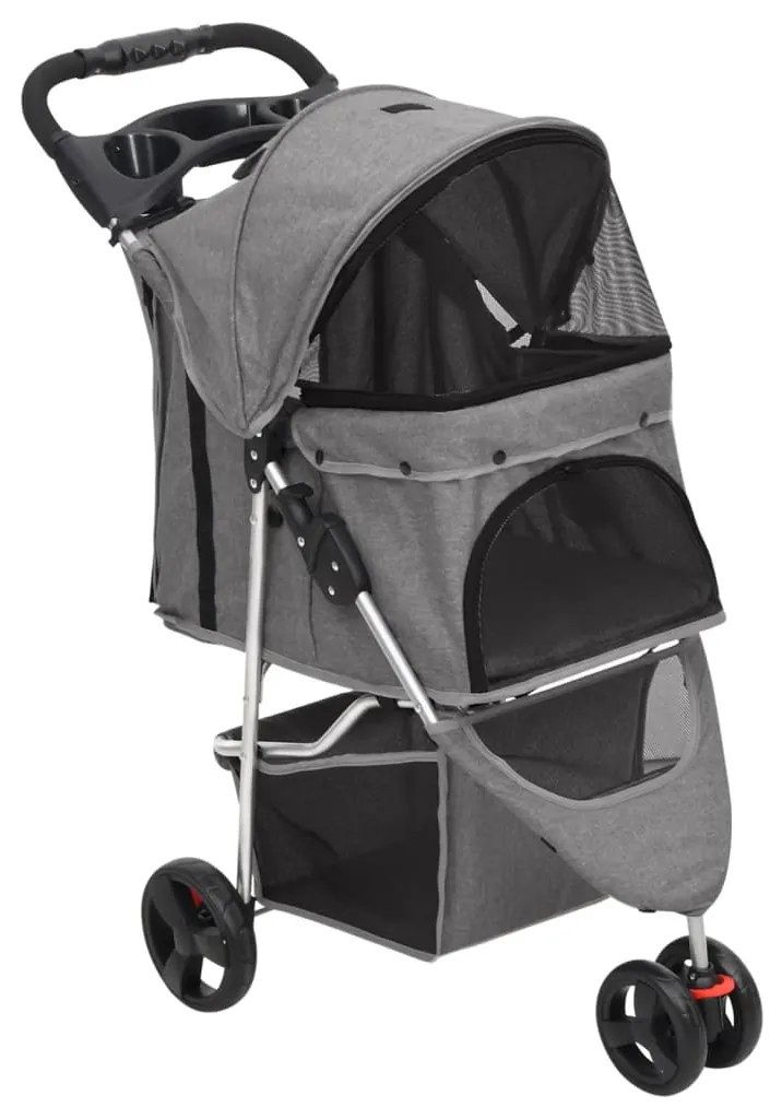 vidaXL Cărucior pliabil pentru câini, gri, 80x46x98 cm țesătură Oxford