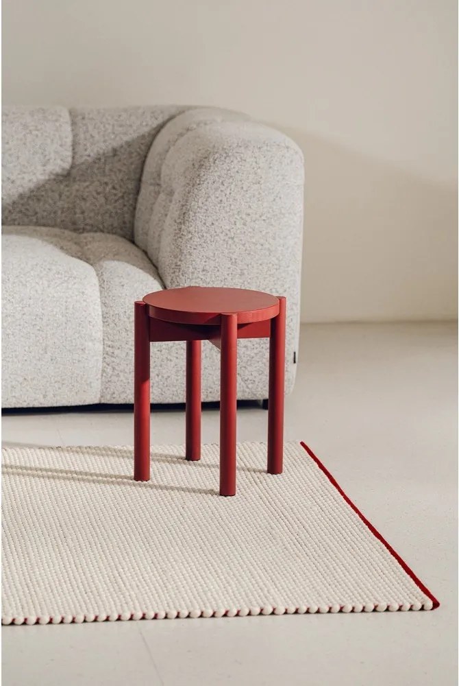 Covor tip traversă roșu/bej țesut manual din lână 80x170 cm Lenu – noo.ma