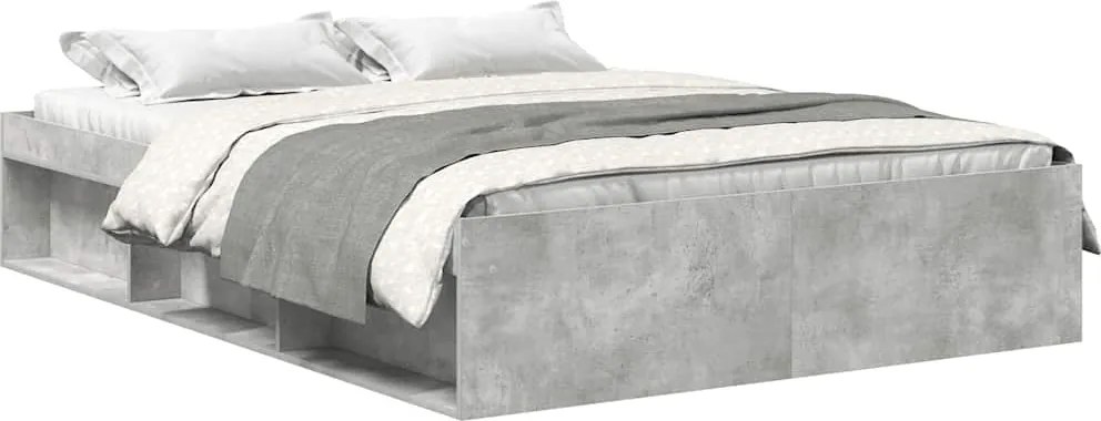 vidaXL Cadru de pat, gri beton, 140x200 cm