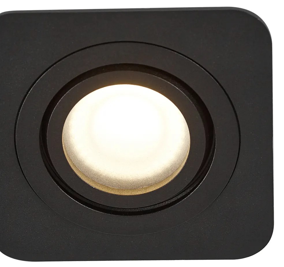 Set de 6 spoturi încastrate rotunjite negre GU10 50mm rotative și înclinabile IP44 - Alberto