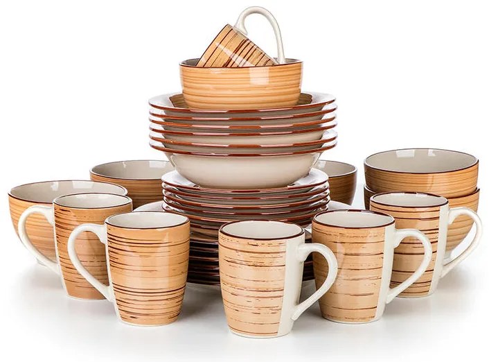 Set de masă ceramic SPIRAL BROWN 30 piese