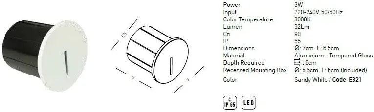 Spot LED incastrabil de exterior iluminat scari ambiental IP65 Dary A