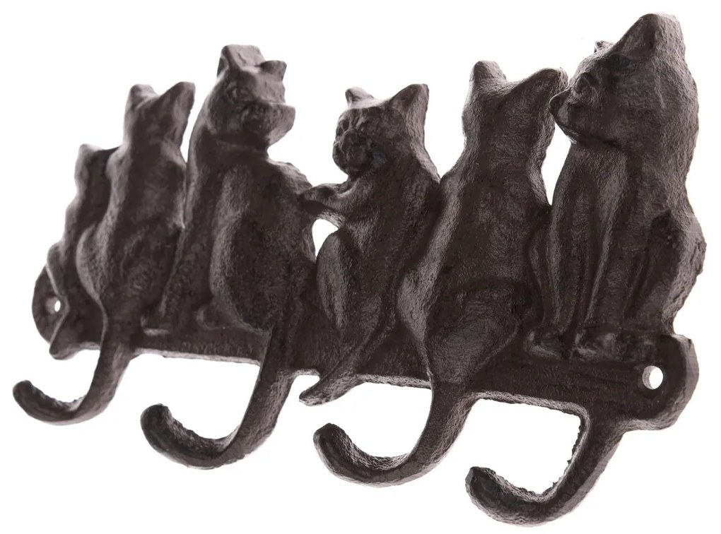 Cârlig din fontă Pisici negru, 11 x 22 cm