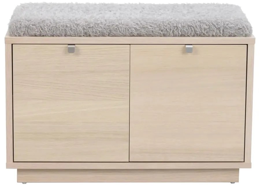 Pantofar gri/în culoare naturală cu bancă cu aspect de lemn de stejar Confetti – Rowico