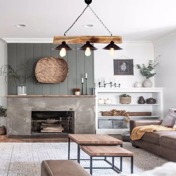 Lustră suspendată pe cablu HEPSI 3xE27/40W/230V, molid/nuc