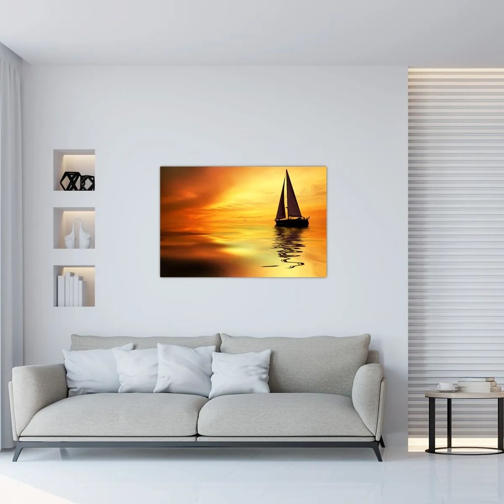 Tablou - Sailboat la apus de soare (90x60 cm)