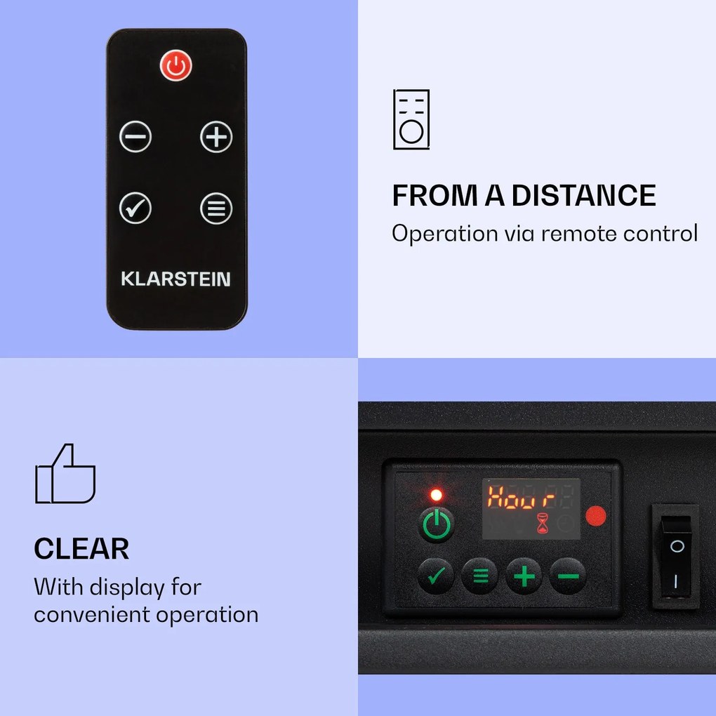 Klarstein Studio 5 Arc șemineu electric 1800 W LED flăcări ventilator telecomandă