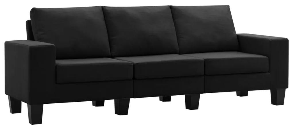 Canapea cu 3 locuri, negru, material textil Negru, Canapea cu 3 locuri