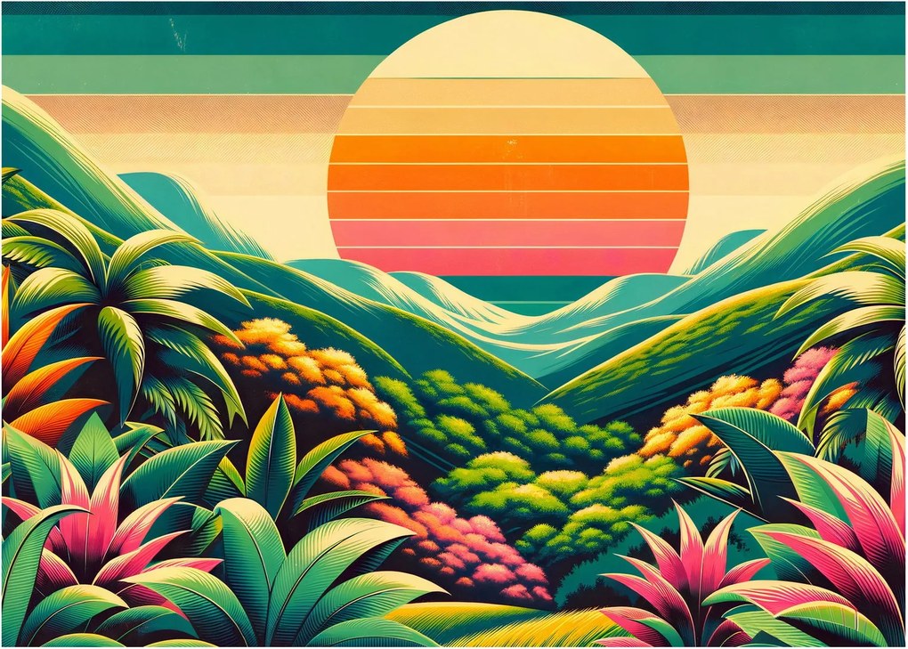 Tablou - Apus de soare multicolor (70x50 cm)