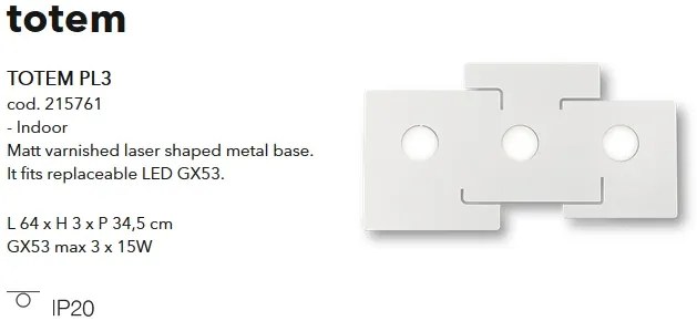 Plafoniera LED design modern TOTEM PL3 alb 215761