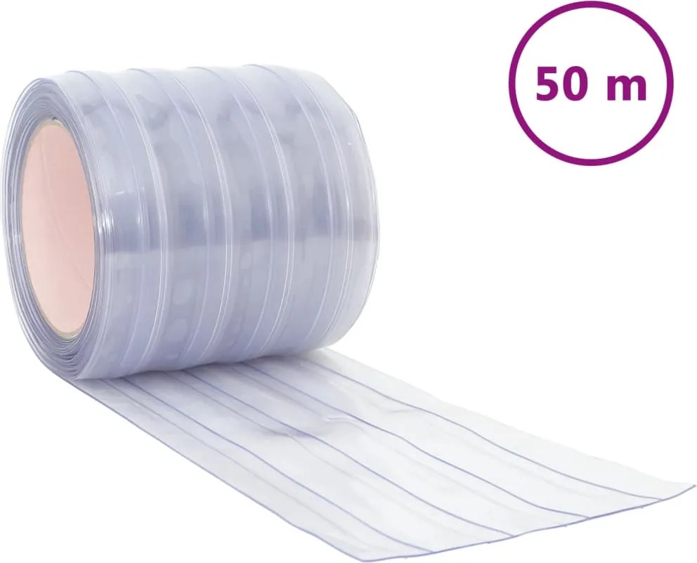 vidaXL Perdea pentru ușă, transparent, 200 mmx1,6 mm 50 m, PVC