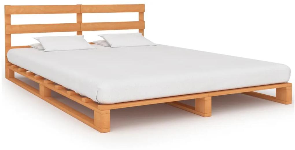 285272 vidaXL Cadru de pat din paleți, maro, 140 x 200 cm, lemn masiv de pin