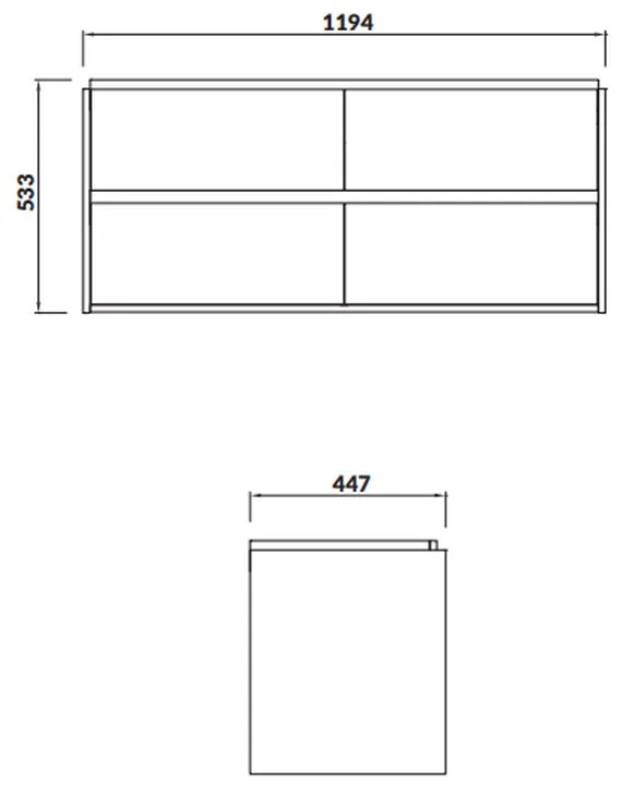 Dulap pentru lavoar, 53x119x45 cm, 4 sertare, gri Gri