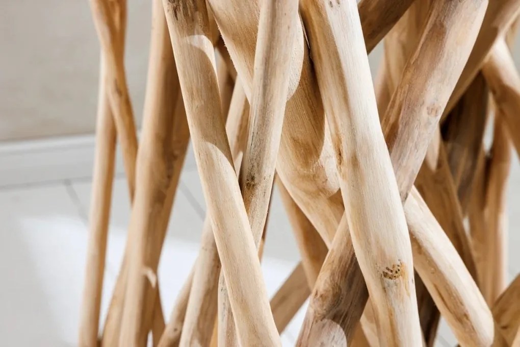 Masuta laterala, lemn de tec, design stilt, Driftwood 60cm