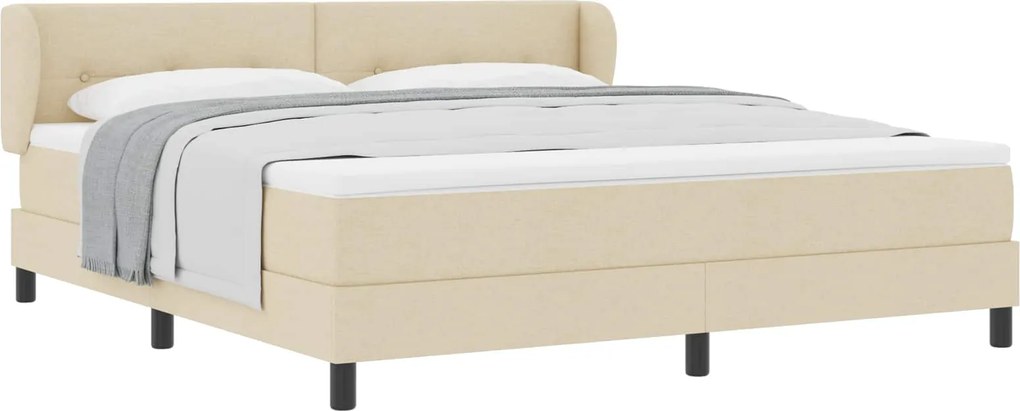vidaXL Pat cu arcuri cu saltea cu headboard Crem 180 x 200 cm țesătură