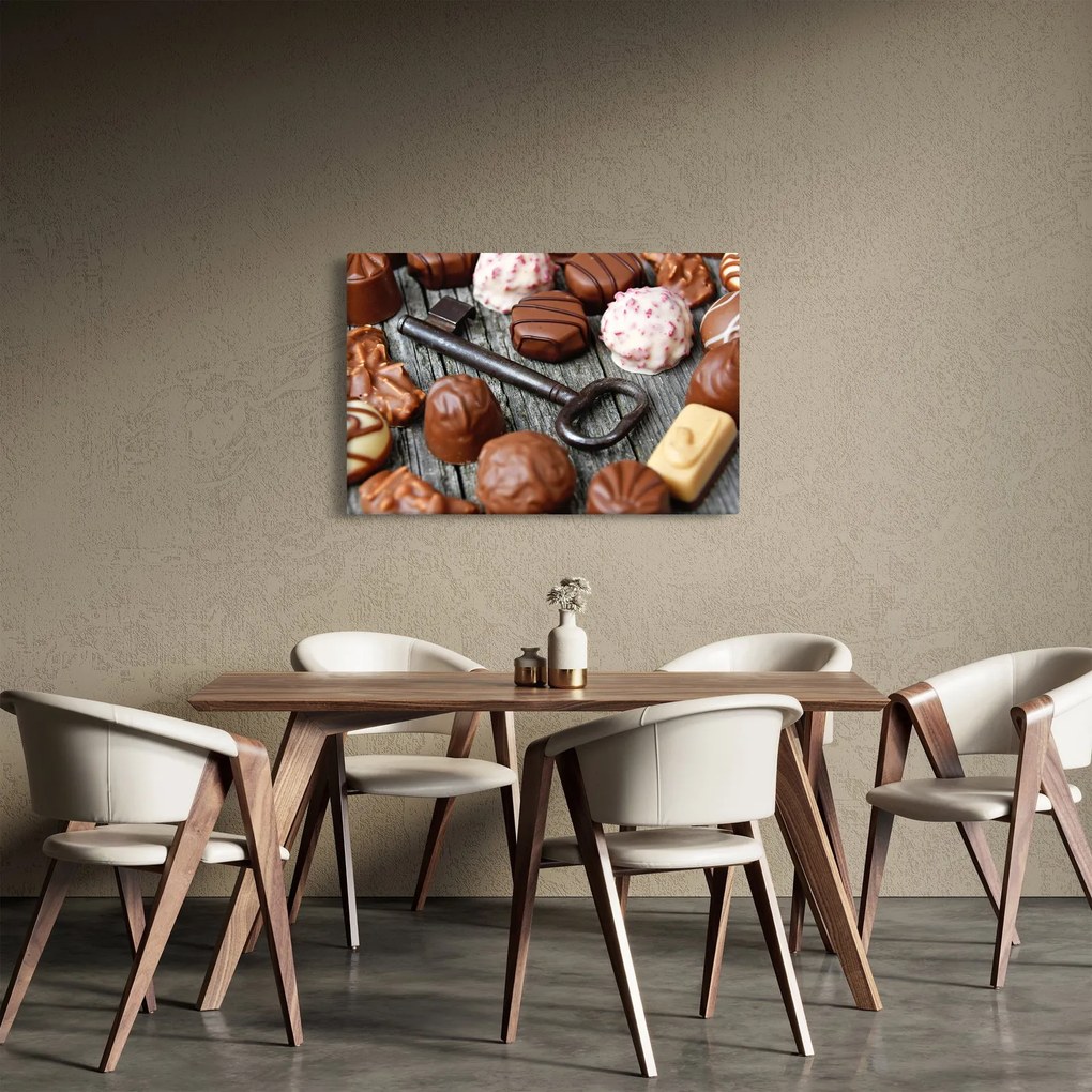Tablou cu ciocolată și chei (90x60 cm)