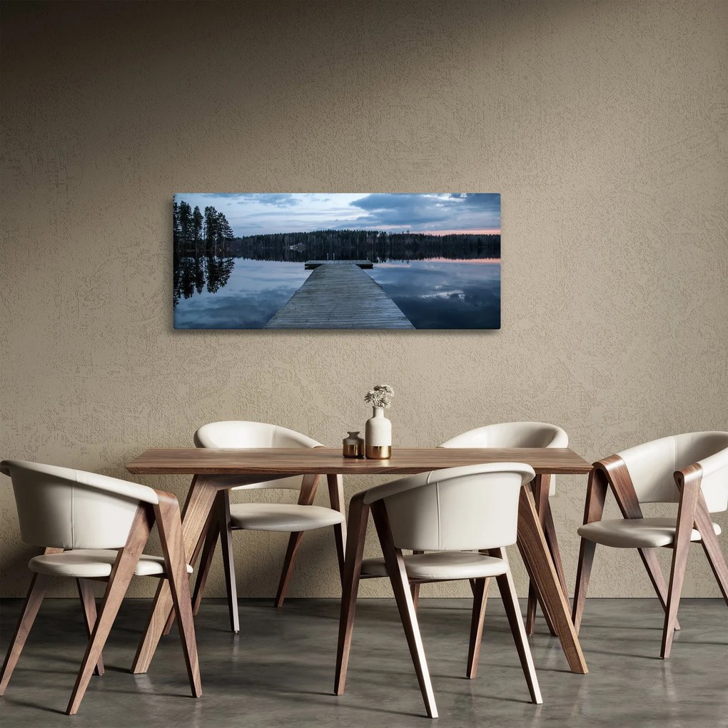 Tablou - Ponton de lemn, lac (120x50 cm)