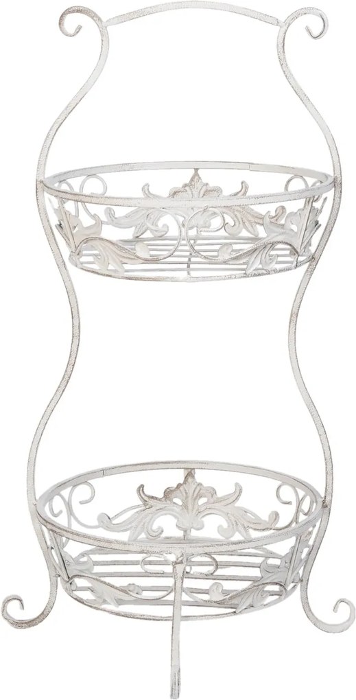 Suport fier forjat alb patinat pentru ghivece flori 39x34x64 cm