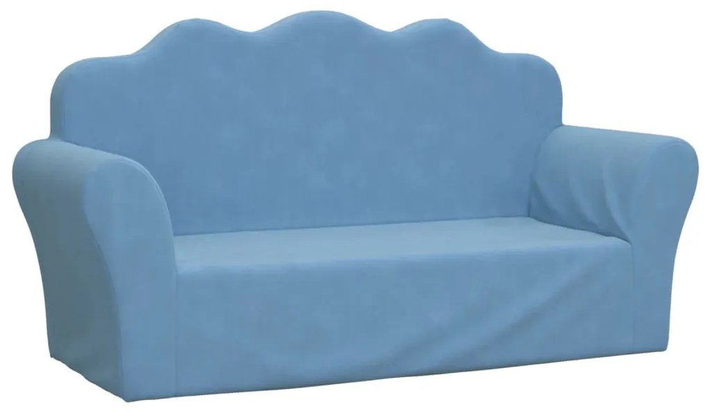341867 vidaXL Canapea pentru copii cu 2 locuri, albastru, pluș moale