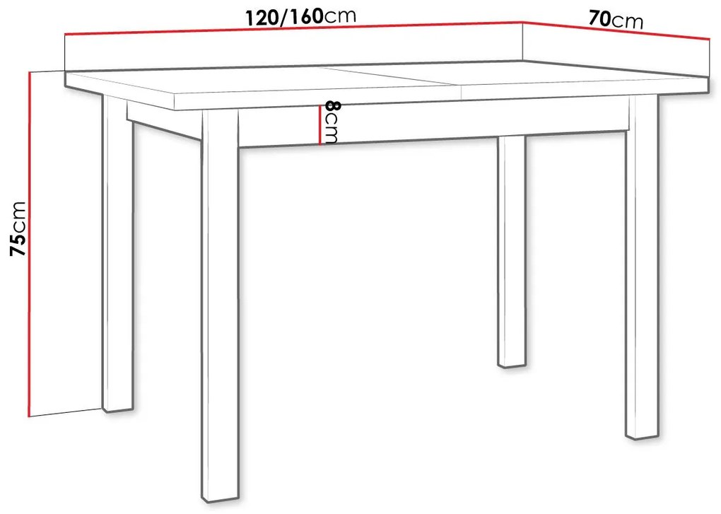Masă extensibilă Ewan 70 x 120+160 X (stejar sonoma L). 1058356