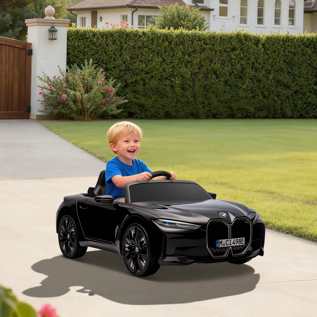 Mașină electrică pentru copii 3-8 ani cu licență BMW cu telecomandă, claxon și faruri, 115x67x45cm negru-roșu-albastru deschis HOMCOM | Aosom Romania