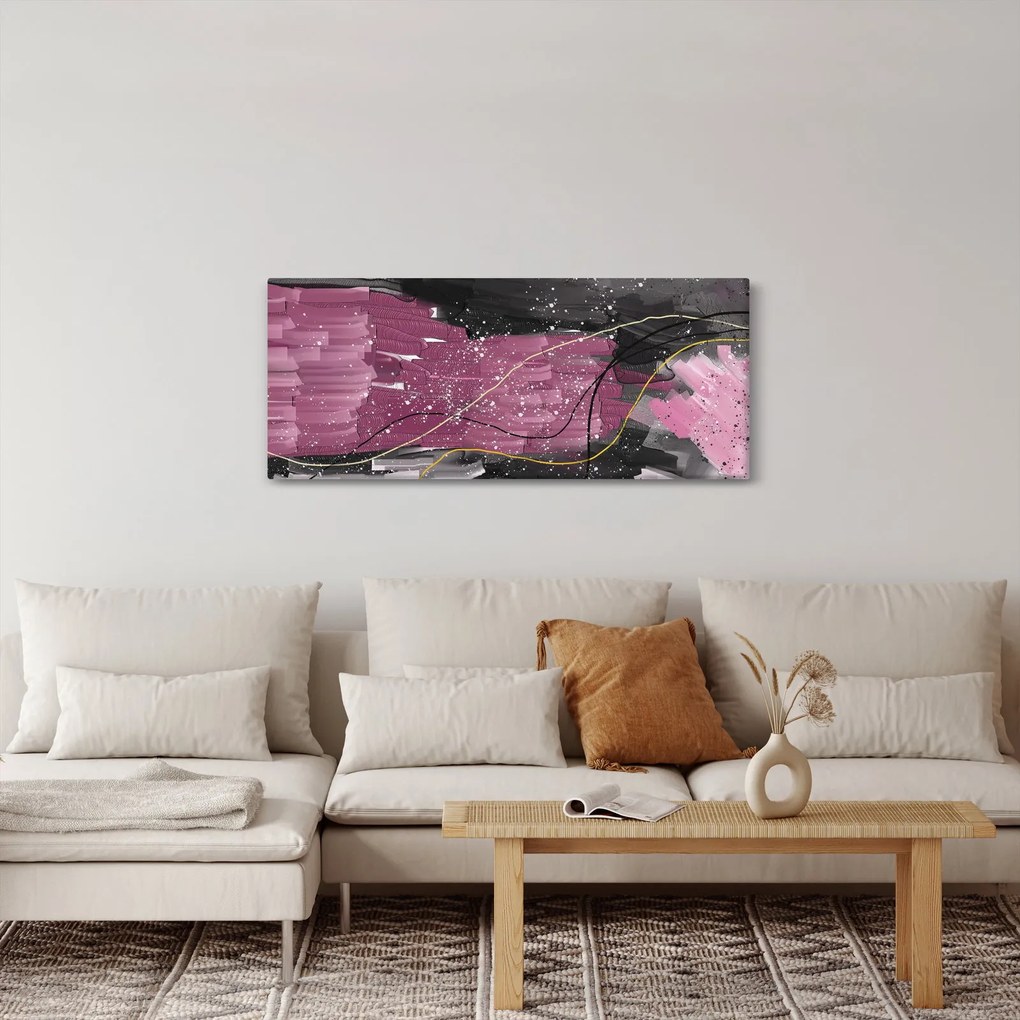 Tablou - Abstracție roz-roșu (120x50 cm)