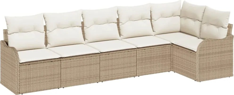 vidaXL Set de canapele pentru grădină 6 pcs Bej poliratan