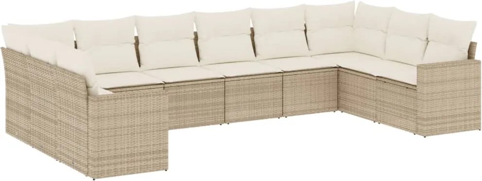 vidaXL Set canapele de grădină cu perne, 10 piese, bej, poliratan