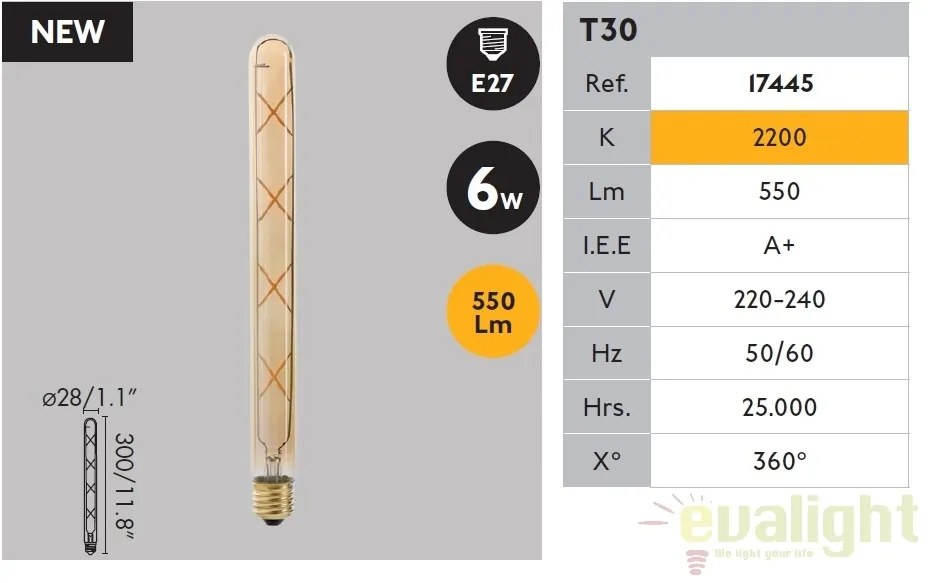 Bec LED decorativ E27 AMBER 6W 2200K 17445