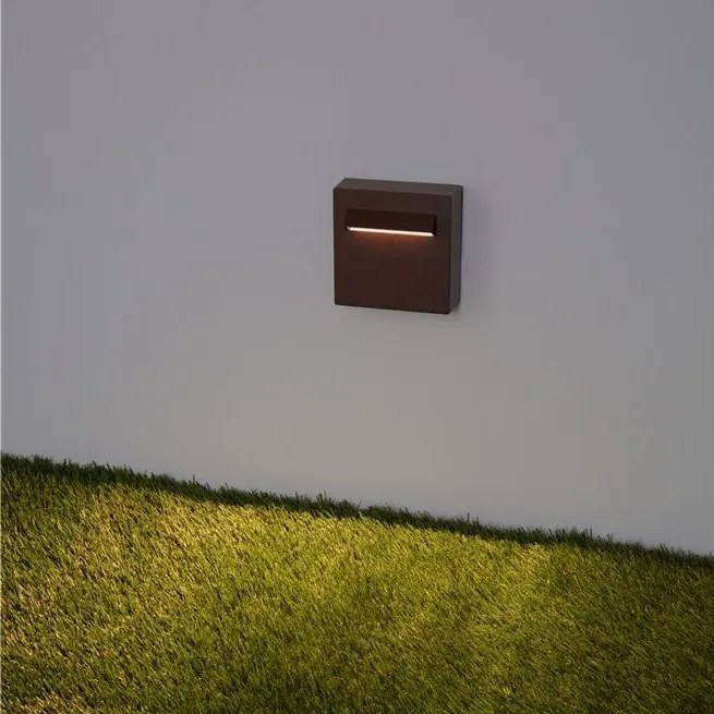 Spot aplicat exterior LED 3000K, IP65 RECTO corten