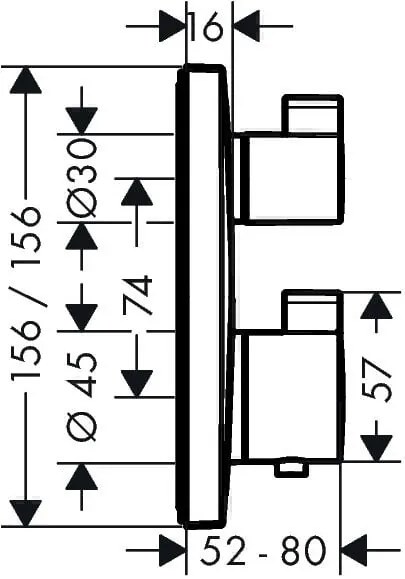 Baterie dus termostatica Hansgrohe Ecostat Square, montaj incastrat, negru mat - 15714670