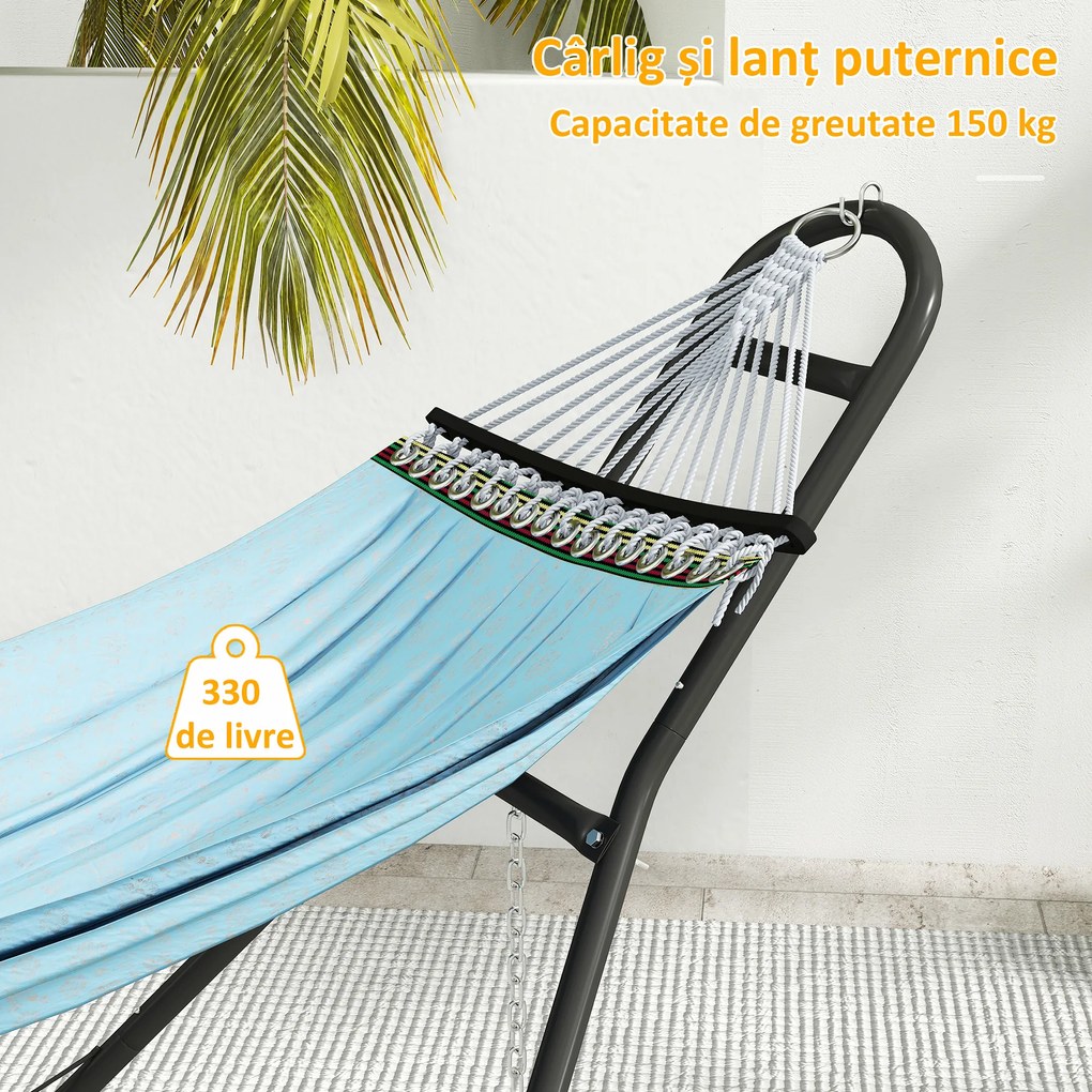 Outsunny Suport Reglabil pentru Hamac din Oțel cu Lanțuri și Cârlige în Formă de S, pentru Hamace de 2,75-4 m, 278 cm, Negru | Aosom Romania