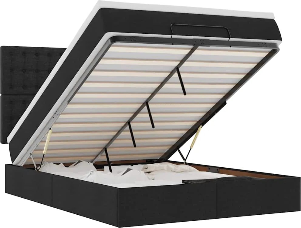 vidaXL Cadru de pat otoman cu saltea țesătură neagră 140x190cm
