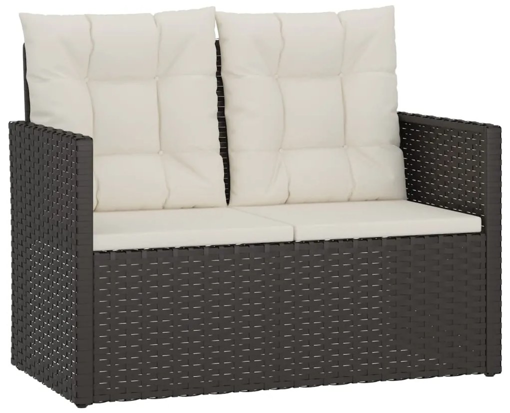 362318 vidaXL Bancă de grădină cu perne, negru, 105 cm, poliratan