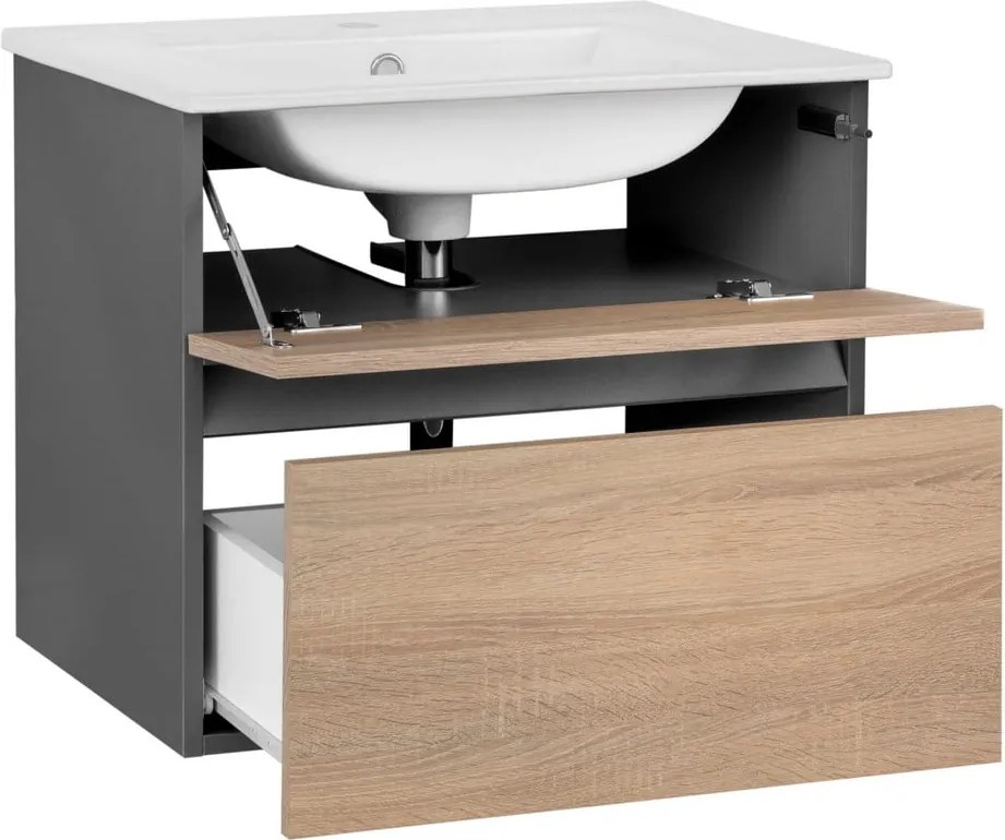 Dulap fără chiuvetă în culoare naturală suspendat cu aspect de lemn de stejar 60x52 cm Wisla – Støraa