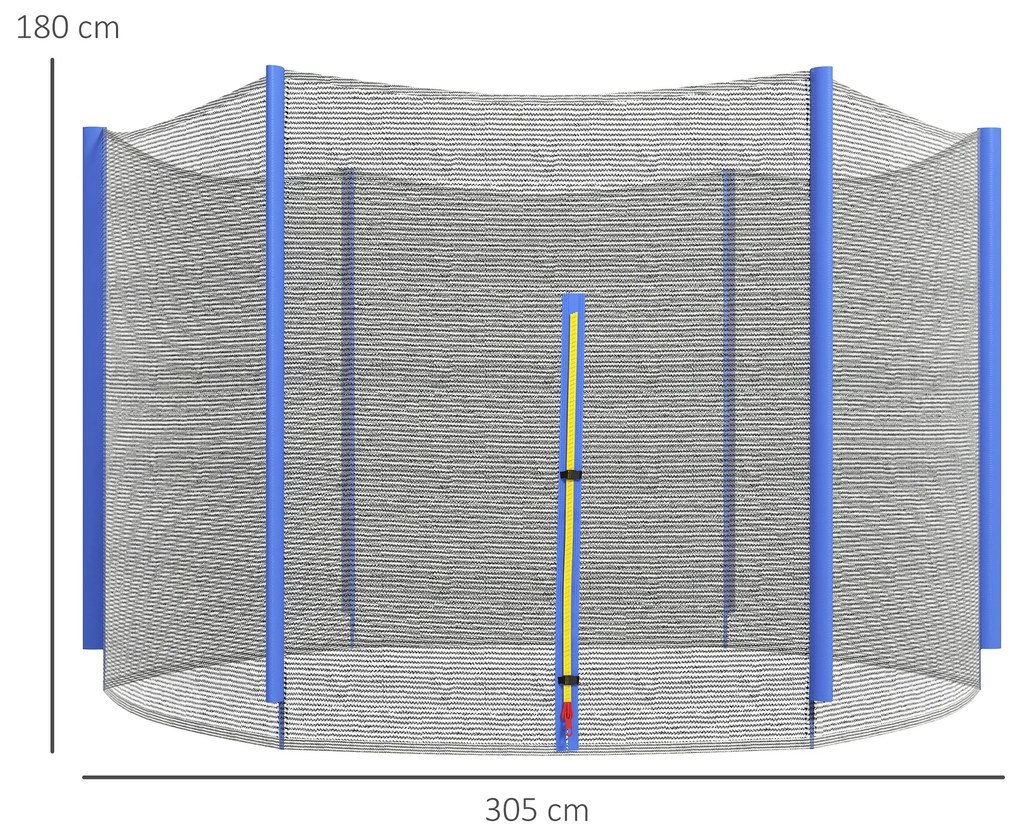 SPORTNOW Plasă Protecție Trambulină Rotundă 305cm cu 6 Stâlpi Drepti Rezistentă Negru/Albastru | Aosom Romania