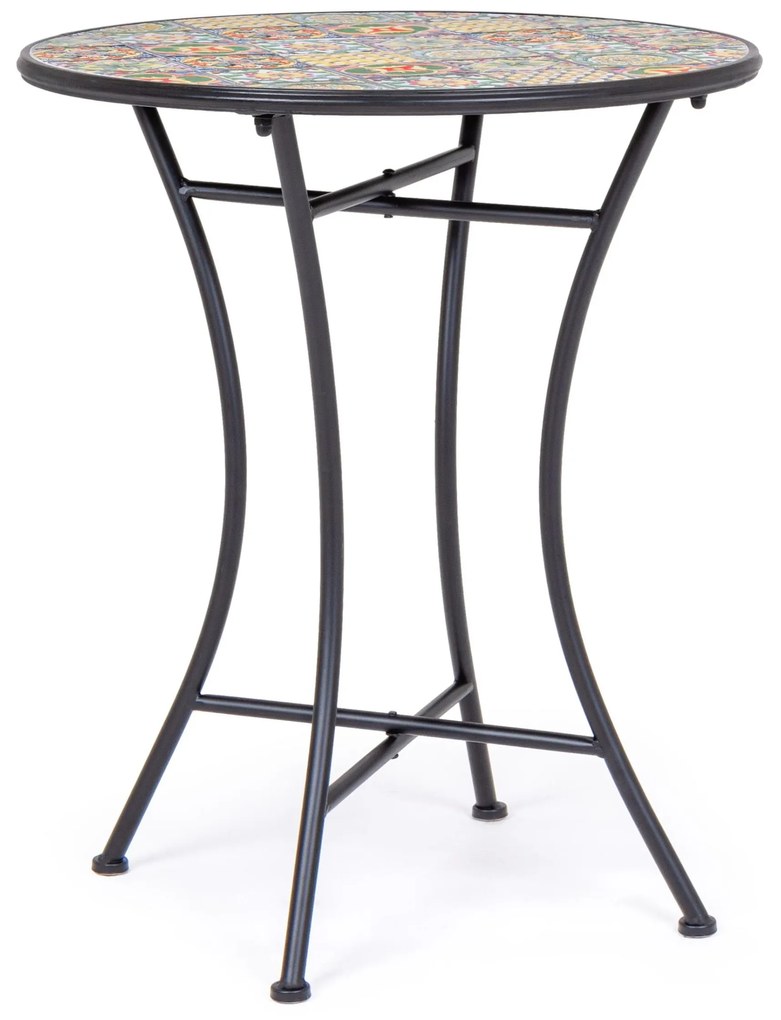 Masa rotunda Naxos, fier forjat si ceramica, diametru 60 cm