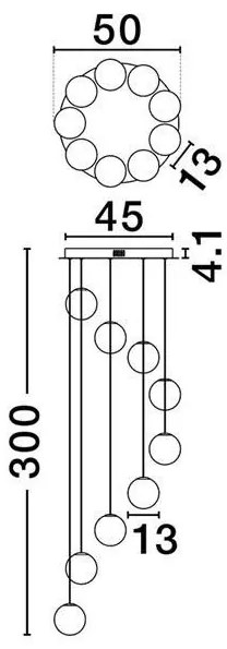 Lustra cu 9 pendule LED din sticla colorata SILENZIO